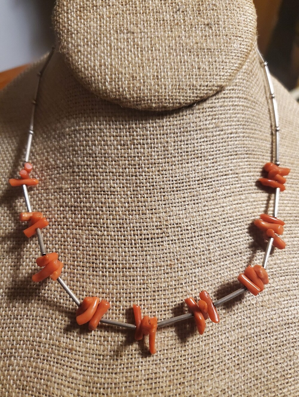 Vintage Coral Sterling Silver Native Ameican